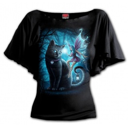 T-shirt "Cat and Fairy" manches chauve-souris